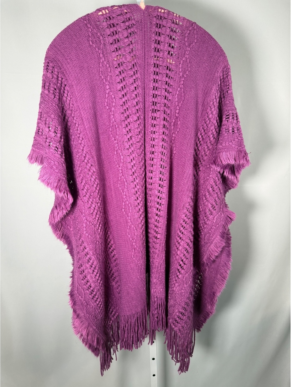 NWT Anthony Original Purple Fringe Knit Open Front Poncho One Size - Picture 5 of 7
